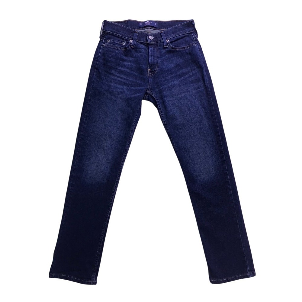 Hollister Slim Straight Jeans Mens 26x30 Dark Wash Blue Stretch Denim Casual